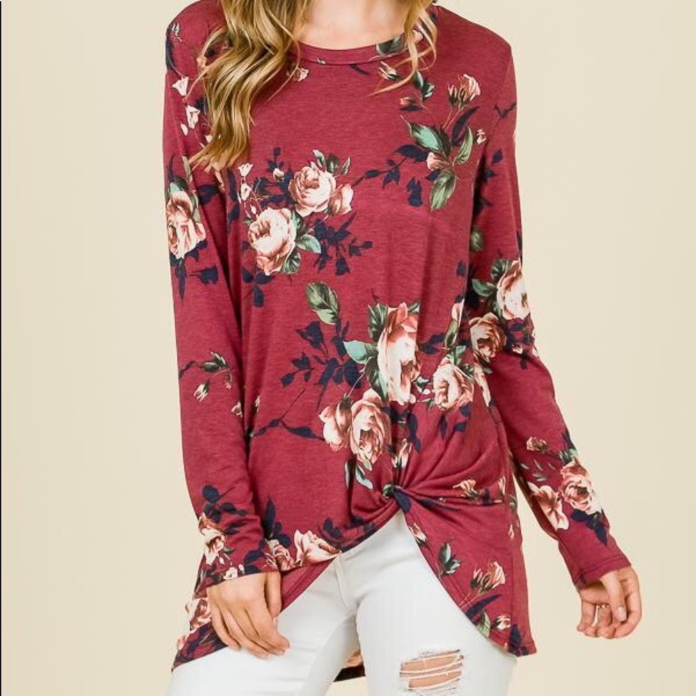 💋Burgundy Floral Top